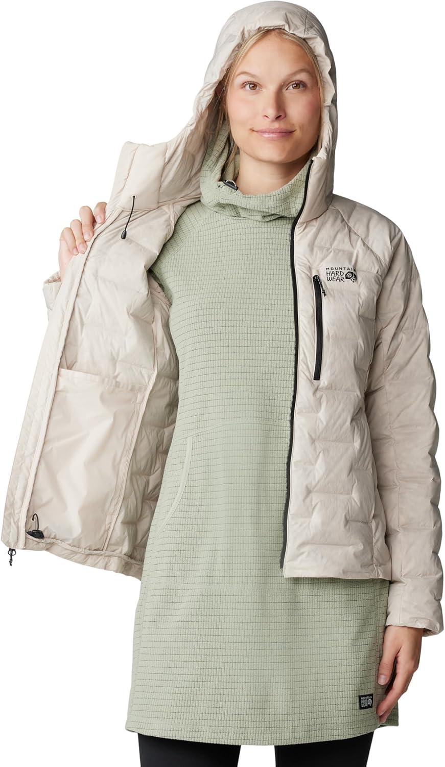 imageMountain Hardwear Womens StretchDown Hoody for Hiking Backpacking Camping and Everyday Wear Insulated and DurableTalc New 2024