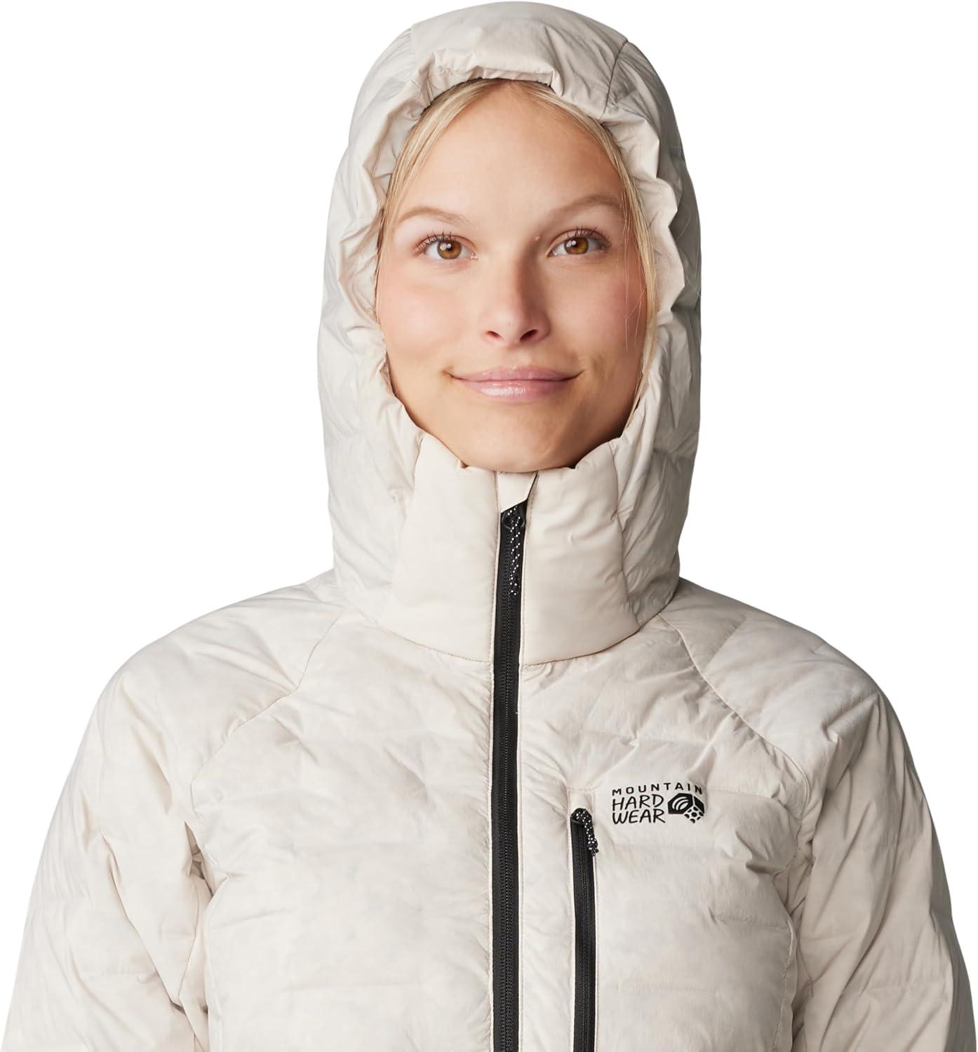 imageMountain Hardwear Womens StretchDown Hoody for Hiking Backpacking Camping and Everyday Wear Insulated and DurableTalc New 2024