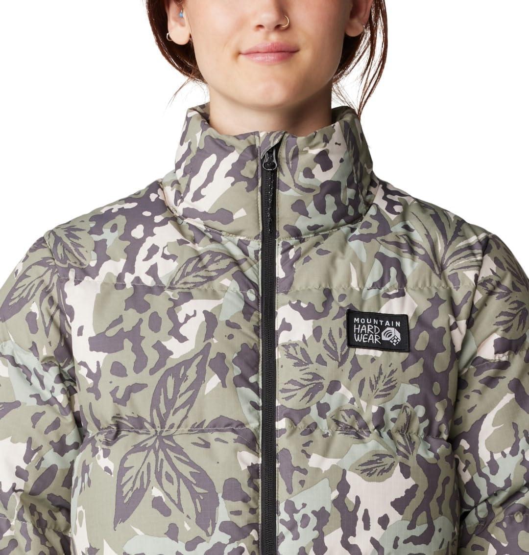 imageMountain Hardwear womens Nevadan Down JacketMantis Green Forests Floor Print New 2024