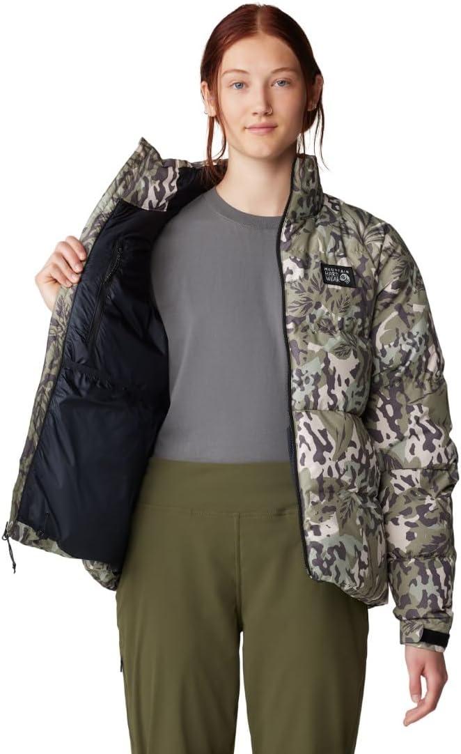 imageMountain Hardwear womens Nevadan Down JacketMantis Green Forests Floor Print New 2024