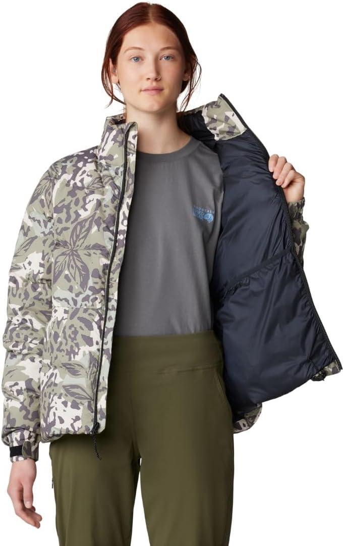 imageMountain Hardwear womens Nevadan Down JacketMantis Green Forests Floor Print New 2024