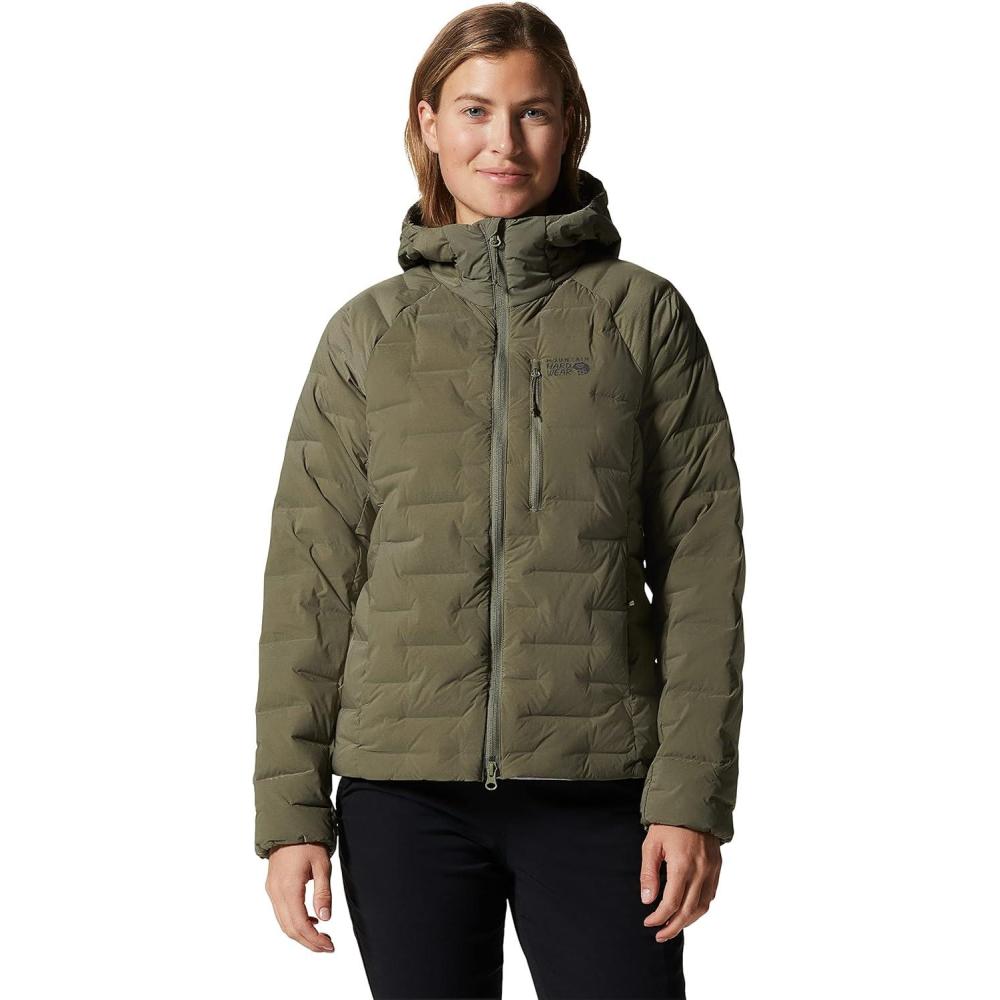 imageMountain Hardwear Womens StretchDown Hoody for Hiking Backpacking Camping and Everyday Wear Insulated and DurableStone Green