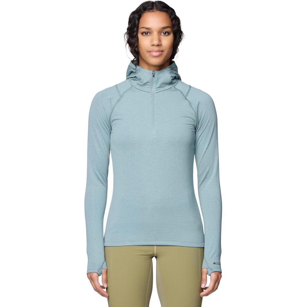 imageMountain Hardwear womens Crater Lake Heavyweight Half Zip HoodyBlue Sage Ice Shadow