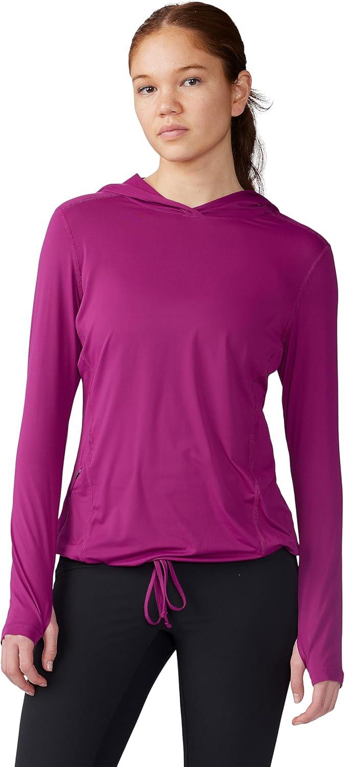 imageMountain Hardwear Womens Crater Lake Long Sleeve Hoody for Hiking Camping Backpacking and Casual WearBerry Glow