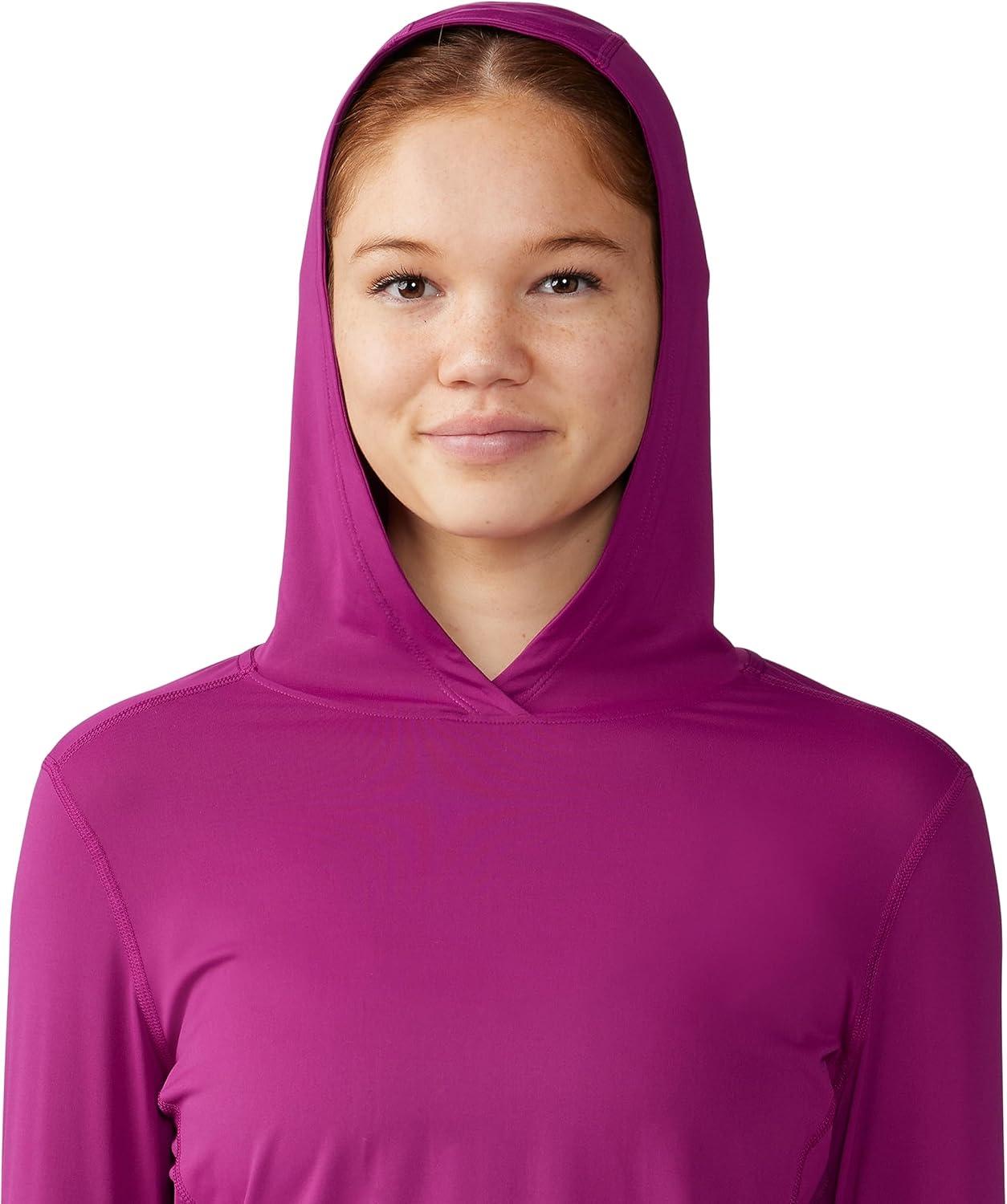 imageMountain Hardwear Womens Crater Lake Long Sleeve Hoody for Hiking Camping Backpacking and Casual WearBerry Glow