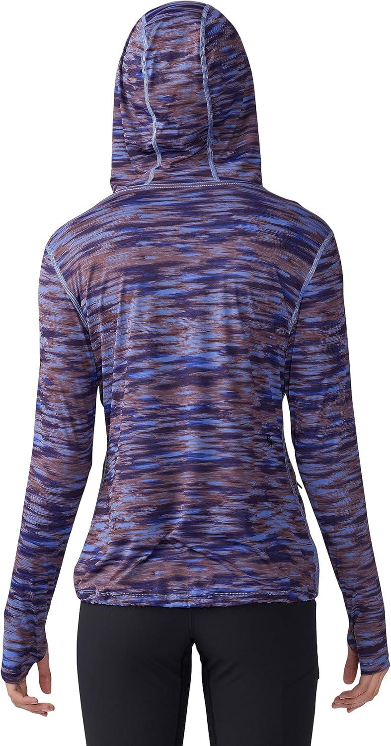 imageMountain Hardwear Womens Crater Lake Long Sleeve Hoody for Hiking Camping Backpacking and Casual WearBerry Vivid Frequency Print