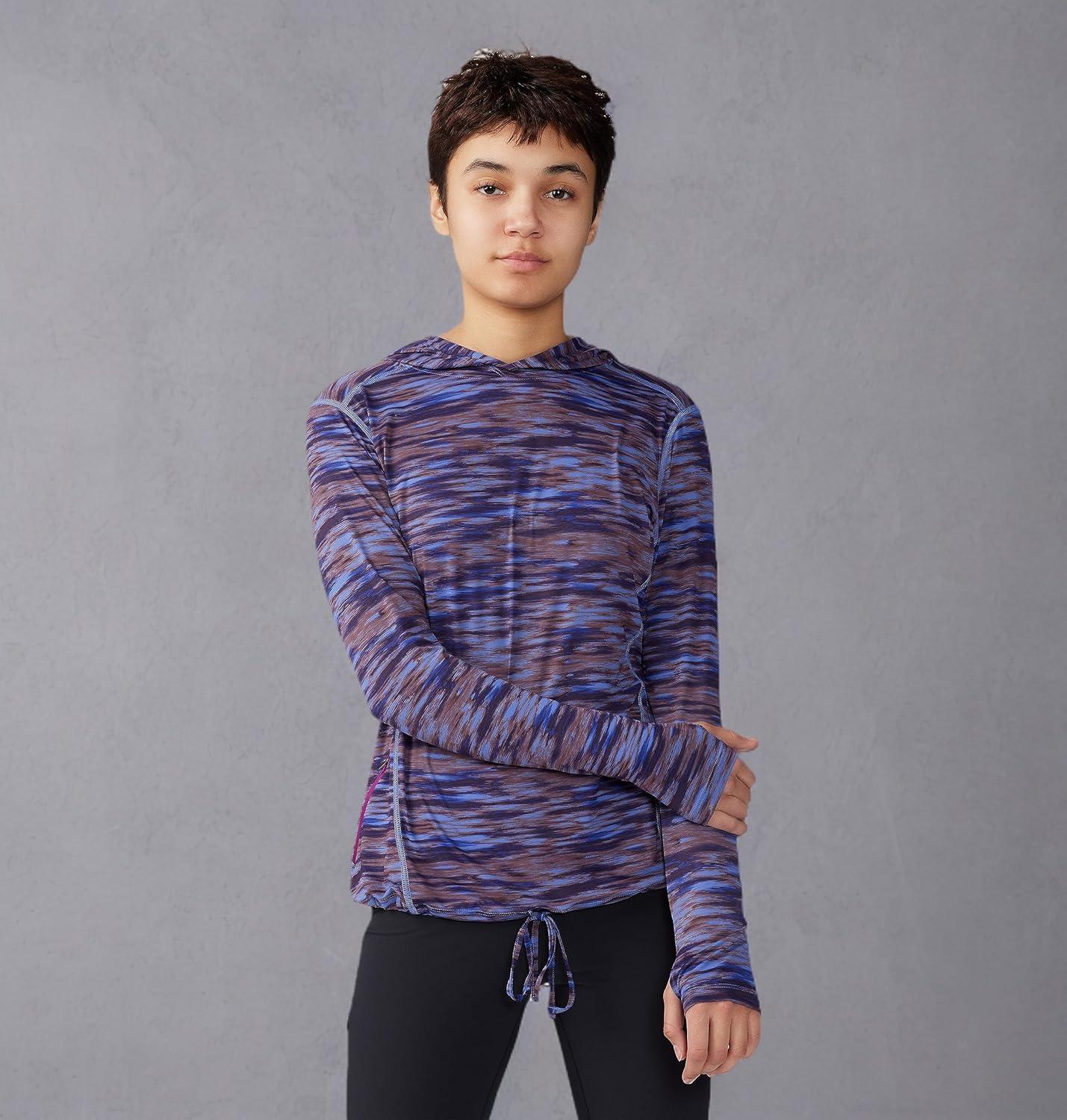 imageMountain Hardwear Womens Crater Lake Long Sleeve Hoody for Hiking Camping Backpacking and Casual WearBerry Vivid Frequency Print