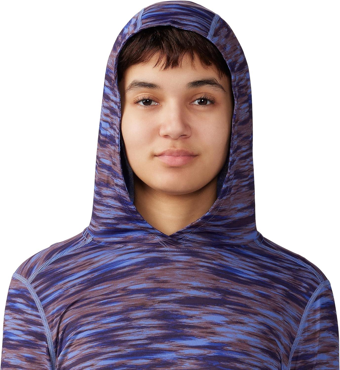 imageMountain Hardwear Womens Crater Lake Long Sleeve Hoody for Hiking Camping Backpacking and Casual WearBerry Vivid Frequency Print