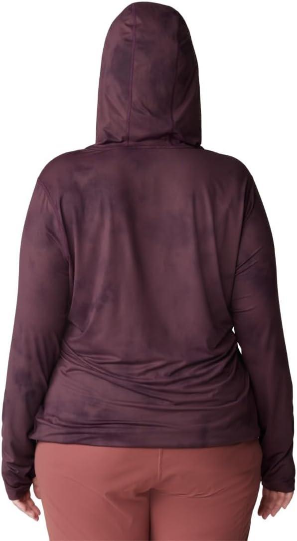 imageMountain Hardwear Womens Crater Lake Long Sleeve Hoody for Hiking Camping Backpacking and Casual WearBlackberry Clouds Print