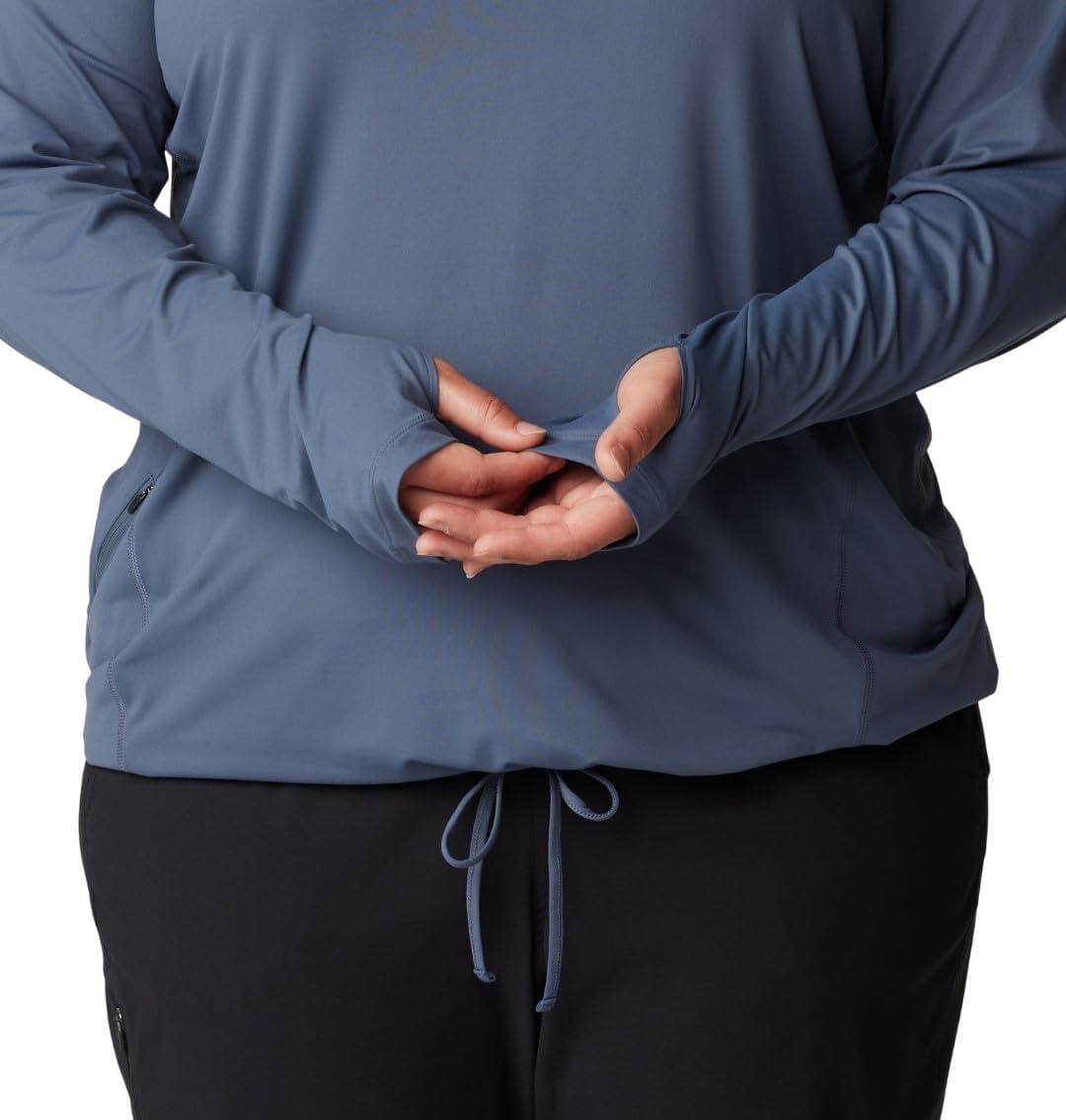 imageMountain Hardwear Womens Crater Lake Long Sleeve Hoody for Hiking Camping Backpacking and Casual WearBlue Slate