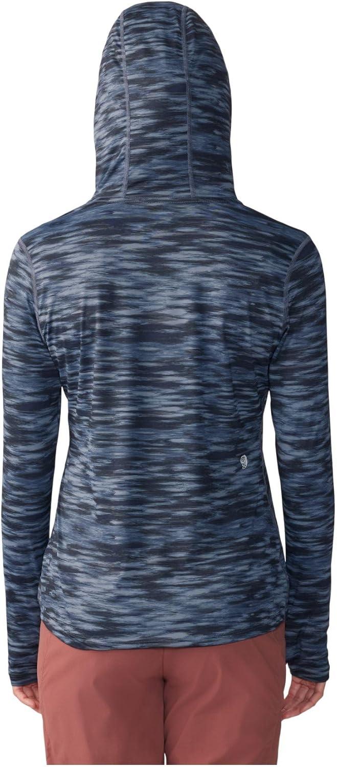 imageMountain Hardwear Womens Crater Lake Long Sleeve Hoody for Hiking Camping Backpacking and Casual WearBlue Slate Frequency Print