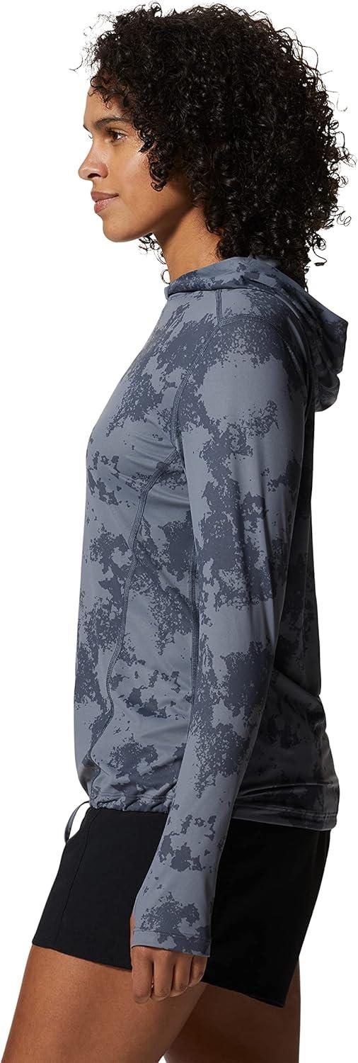 imageMountain Hardwear Womens Crater Lake Long Sleeve Hoody for Hiking Camping Backpacking and Casual WearBlue Slate Scattered Dye Print