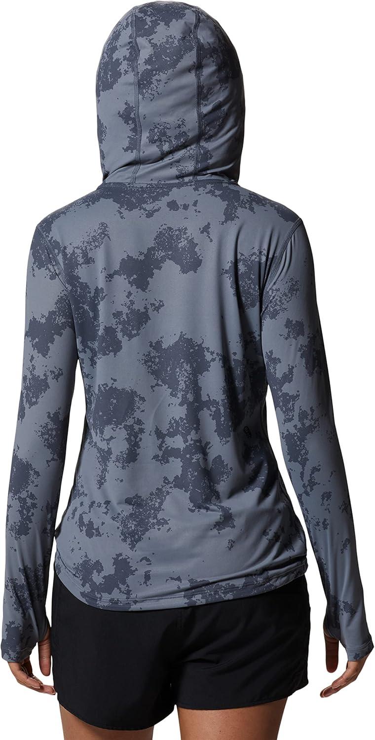 imageMountain Hardwear Womens Crater Lake Long Sleeve Hoody for Hiking Camping Backpacking and Casual WearBlue Slate Scattered Dye Print