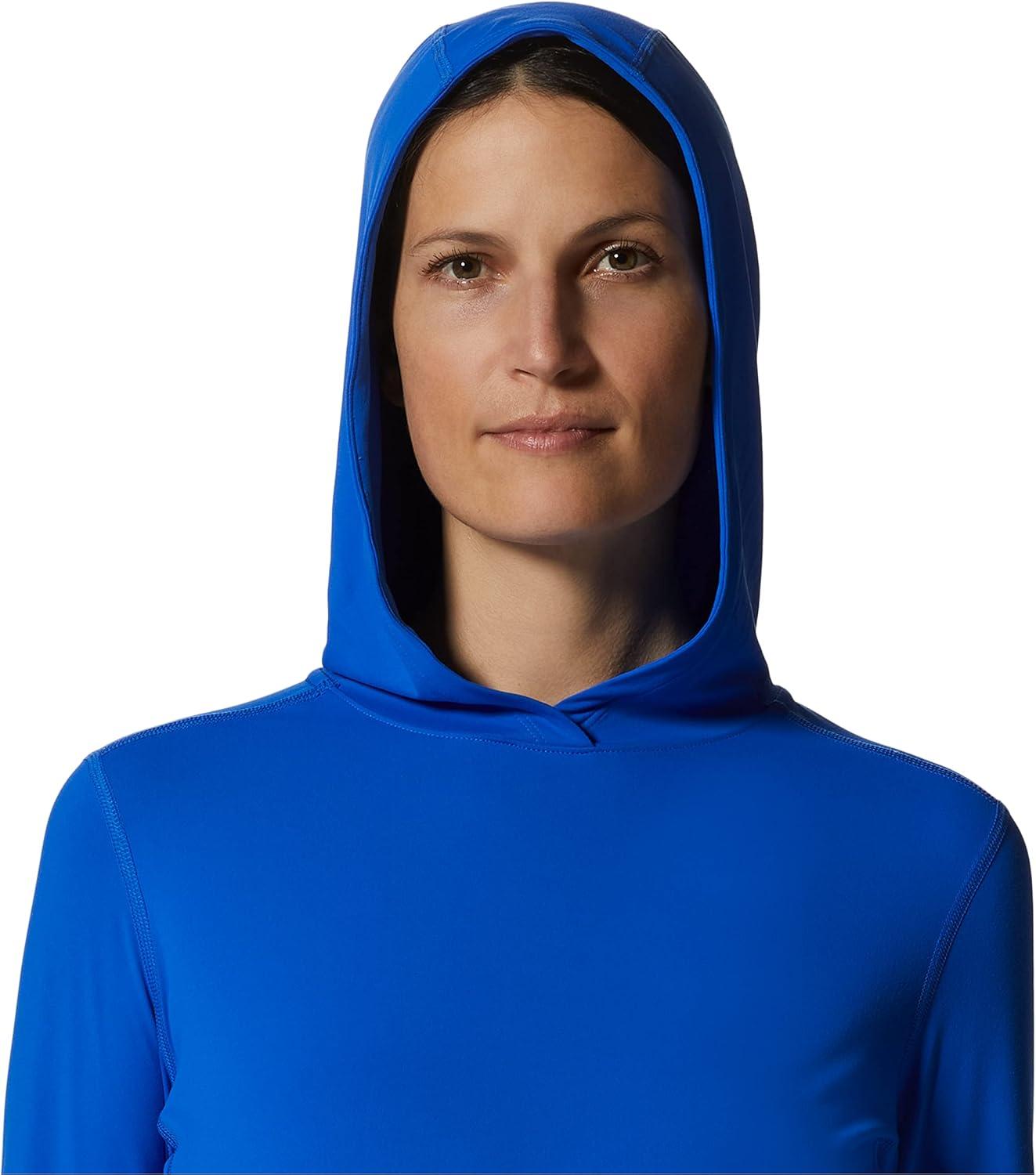 imageMountain Hardwear Womens Crater Lake Long Sleeve Hoody for Hiking Camping Backpacking and Casual WearBright Island Blue