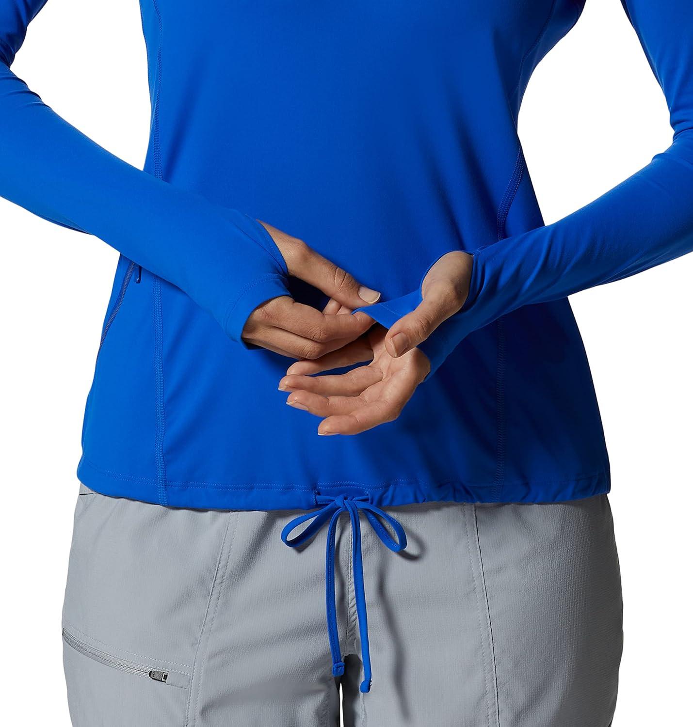 imageMountain Hardwear Womens Crater Lake Long Sleeve Hoody for Hiking Camping Backpacking and Casual WearBright Island Blue