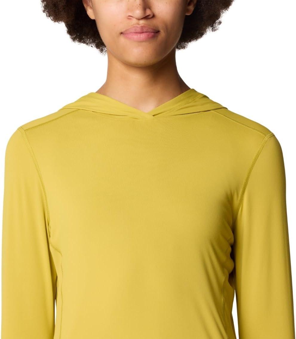 imageMountain Hardwear Womens Crater Lake Long Sleeve Hoody for Hiking Camping Backpacking and Casual WearBright Olive