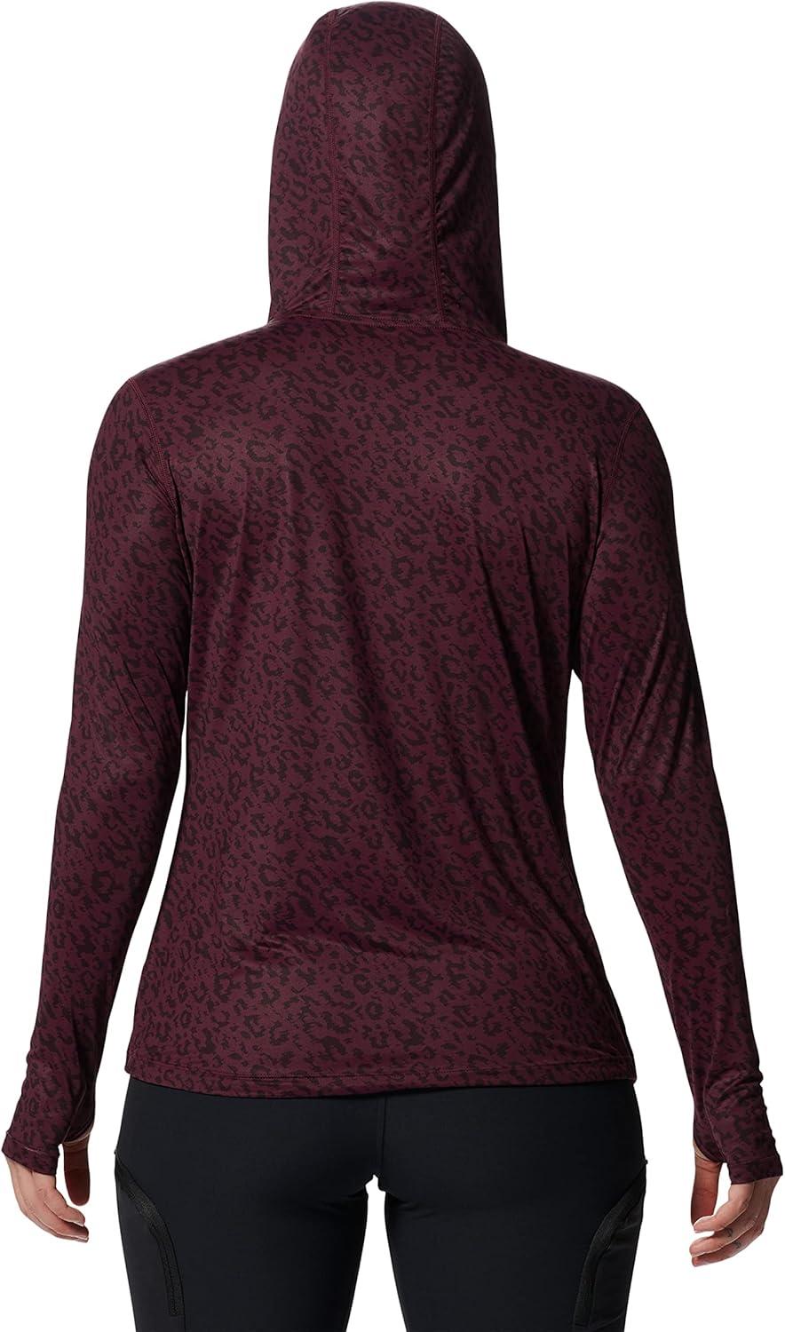 imageMountain Hardwear Womens Crater Lake Long Sleeve Hoody for Hiking Camping Backpacking and Casual WearCocoa Red Wildcat Print