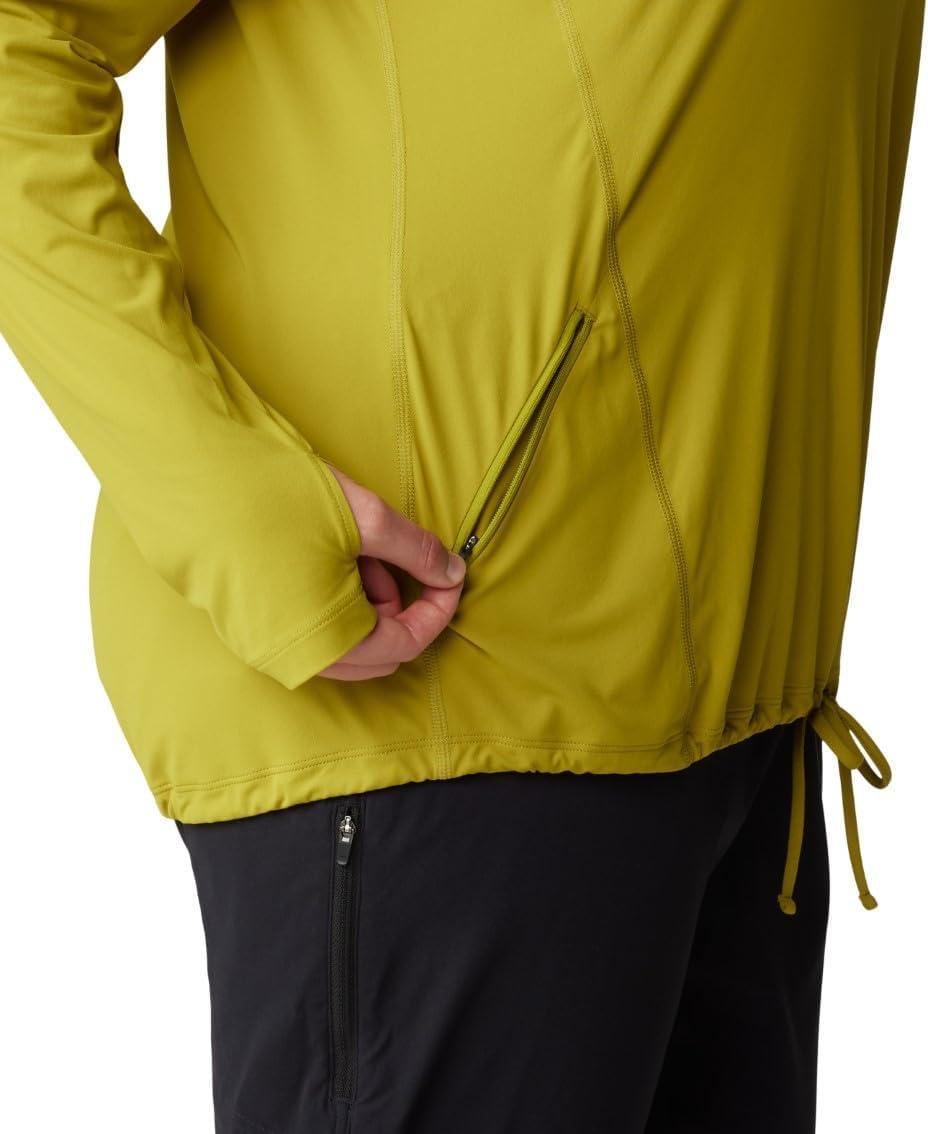 imageMountain Hardwear Womens Crater Lake Long Sleeve Hoody for Hiking Camping Backpacking and Casual WearPython Green