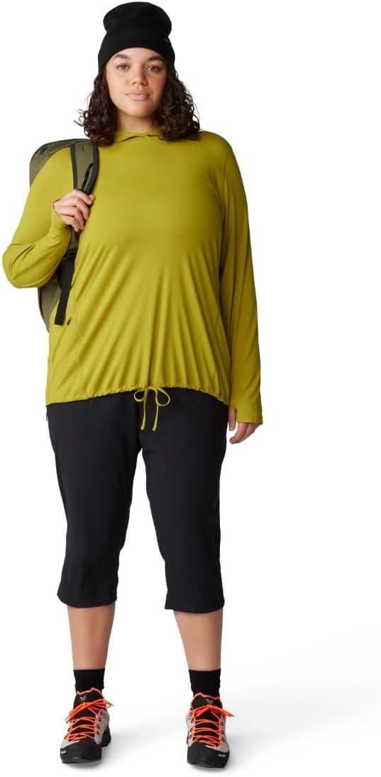 imageMountain Hardwear Womens Crater Lake Long Sleeve Hoody for Hiking Camping Backpacking and Casual WearPython Green