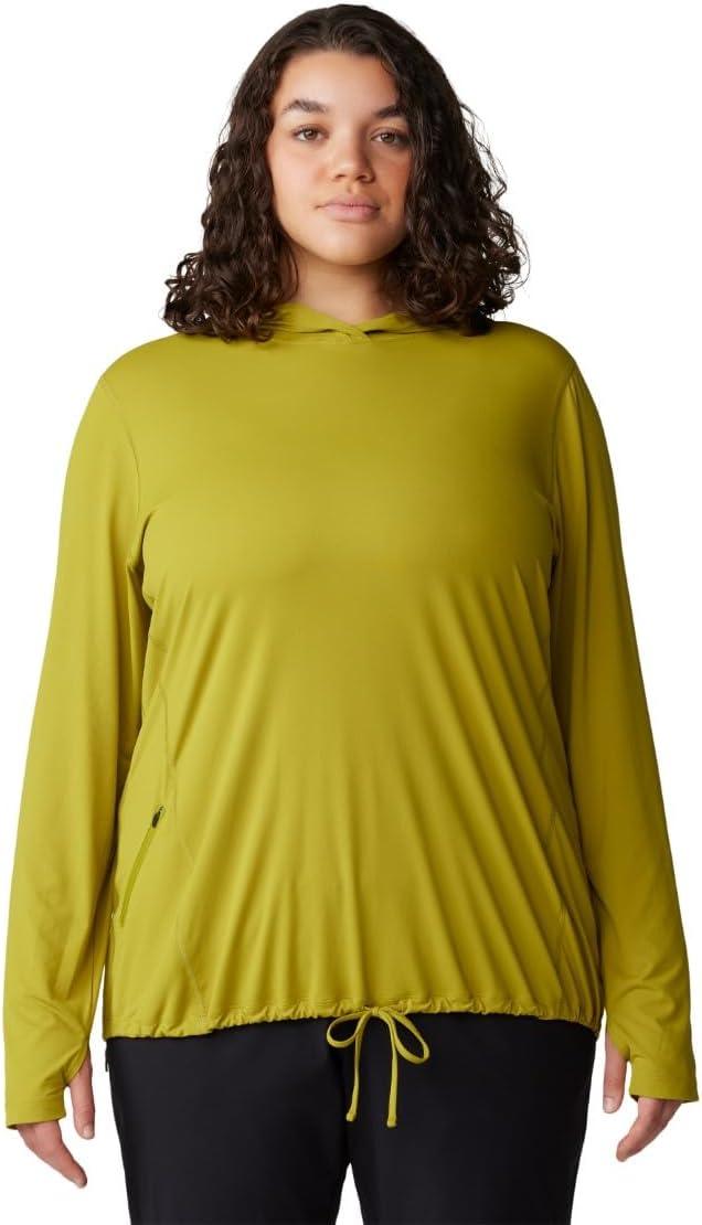 imageMountain Hardwear Womens Crater Lake Long Sleeve Hoody for Hiking Camping Backpacking and Casual WearPython Green