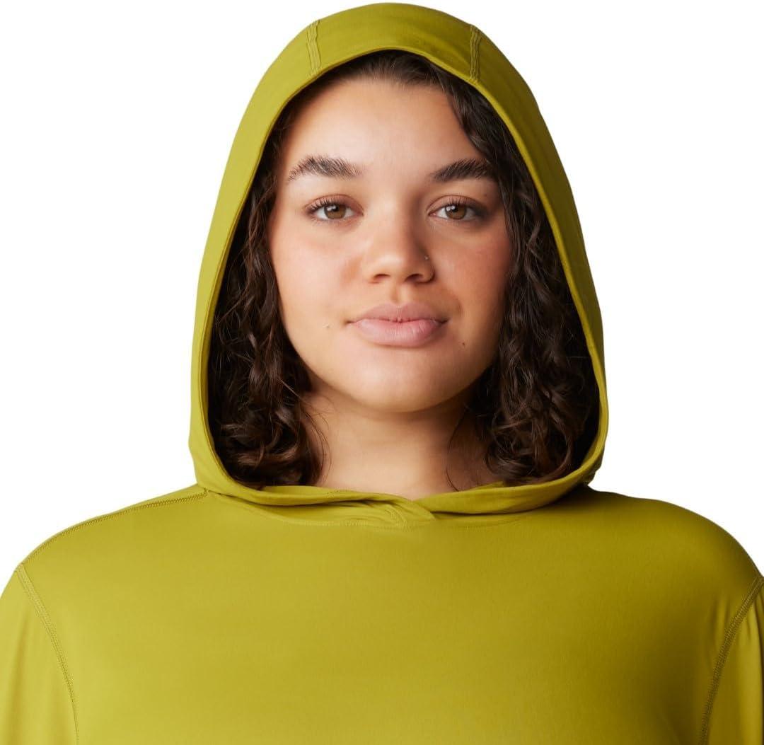 imageMountain Hardwear Womens Crater Lake Long Sleeve Hoody for Hiking Camping Backpacking and Casual WearPython Green