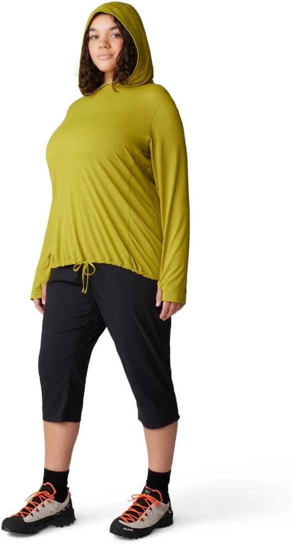 imageMountain Hardwear Womens Crater Lake Long Sleeve Hoody for Hiking Camping Backpacking and Casual WearPython Green