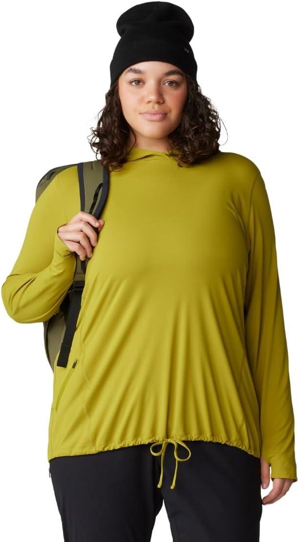 imageMountain Hardwear Womens Crater Lake Long Sleeve Hoody for Hiking Camping Backpacking and Casual WearPython Green