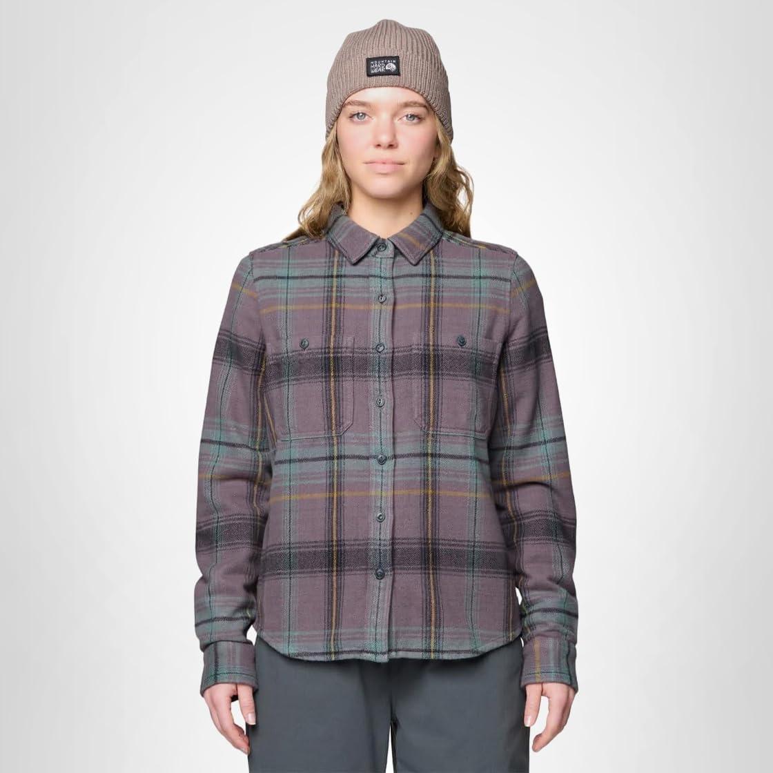 imageMountain Hardwear Womens Plusher Long Sleeve ShirtShirtPurple Dusk Wyoming Plaid