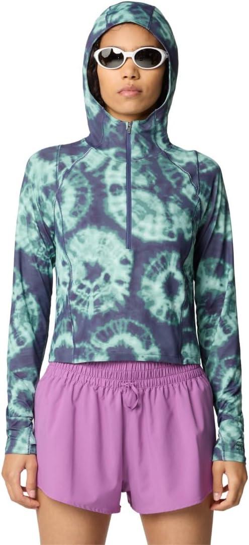 imageMountain Hardwear womens Crater Lake Crop ZipShirtLapis Dusk Spore Dye Print
