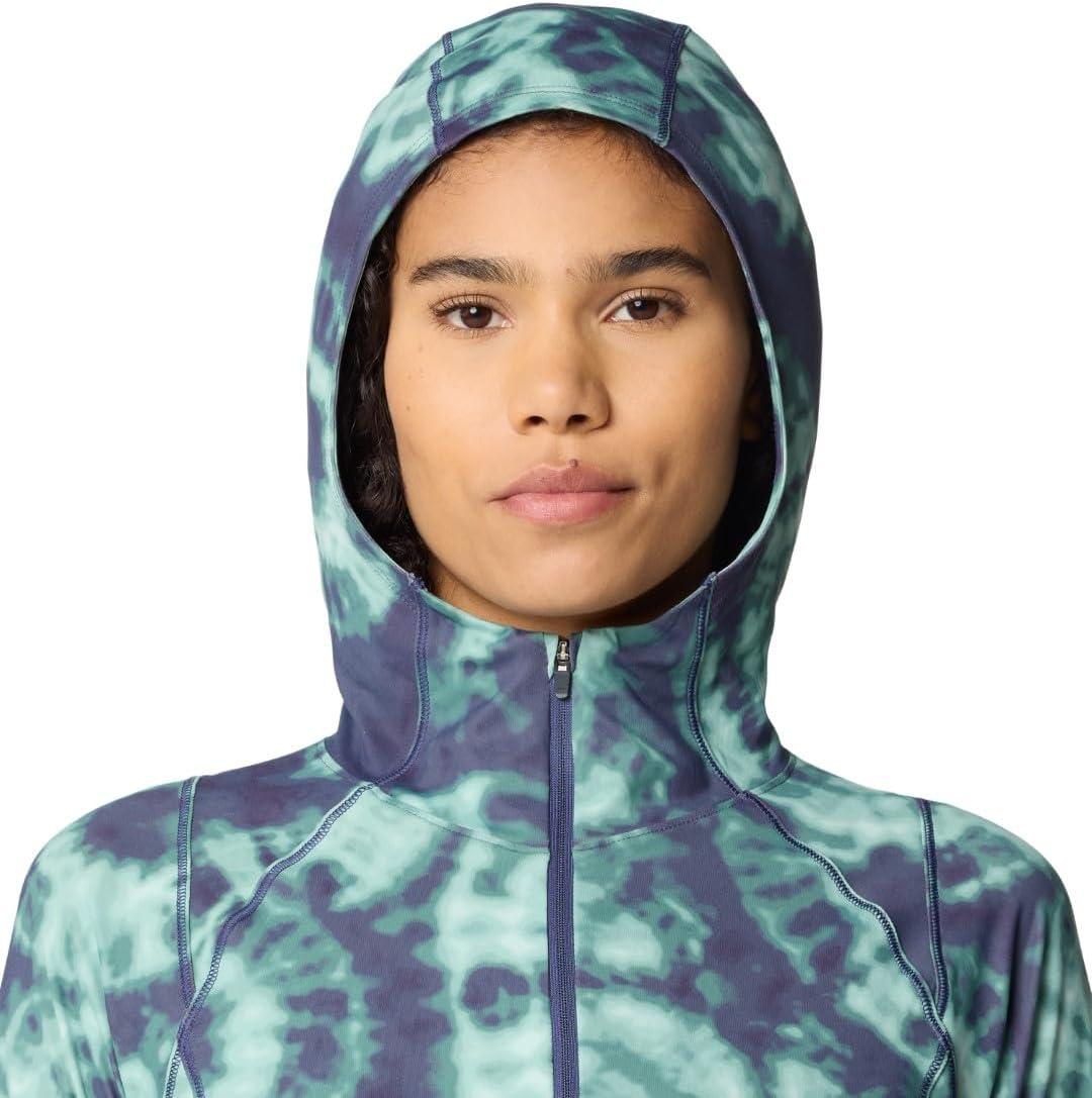 imageMountain Hardwear womens Crater Lake Crop ZipShirtLapis Dusk Spore Dye Print