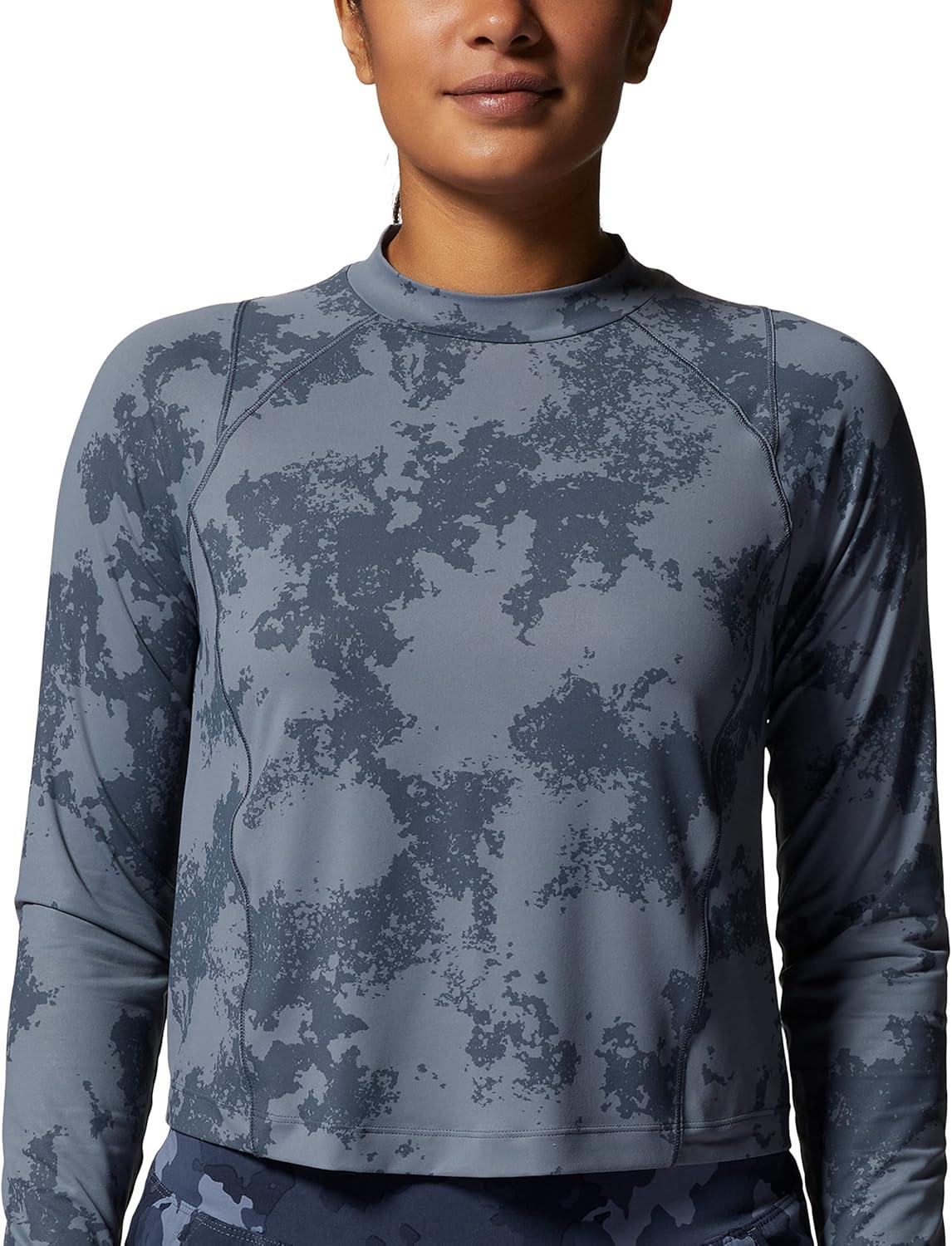 imageMountain Hardwear womens Crater Lake Long Sleeve CropBlue Slate Scattered Dye Print
