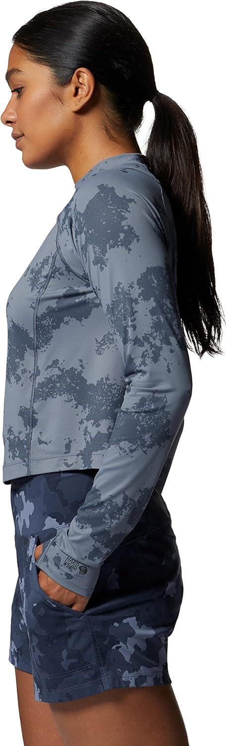 imageMountain Hardwear womens Crater Lake Long Sleeve CropBlue Slate Scattered Dye Print