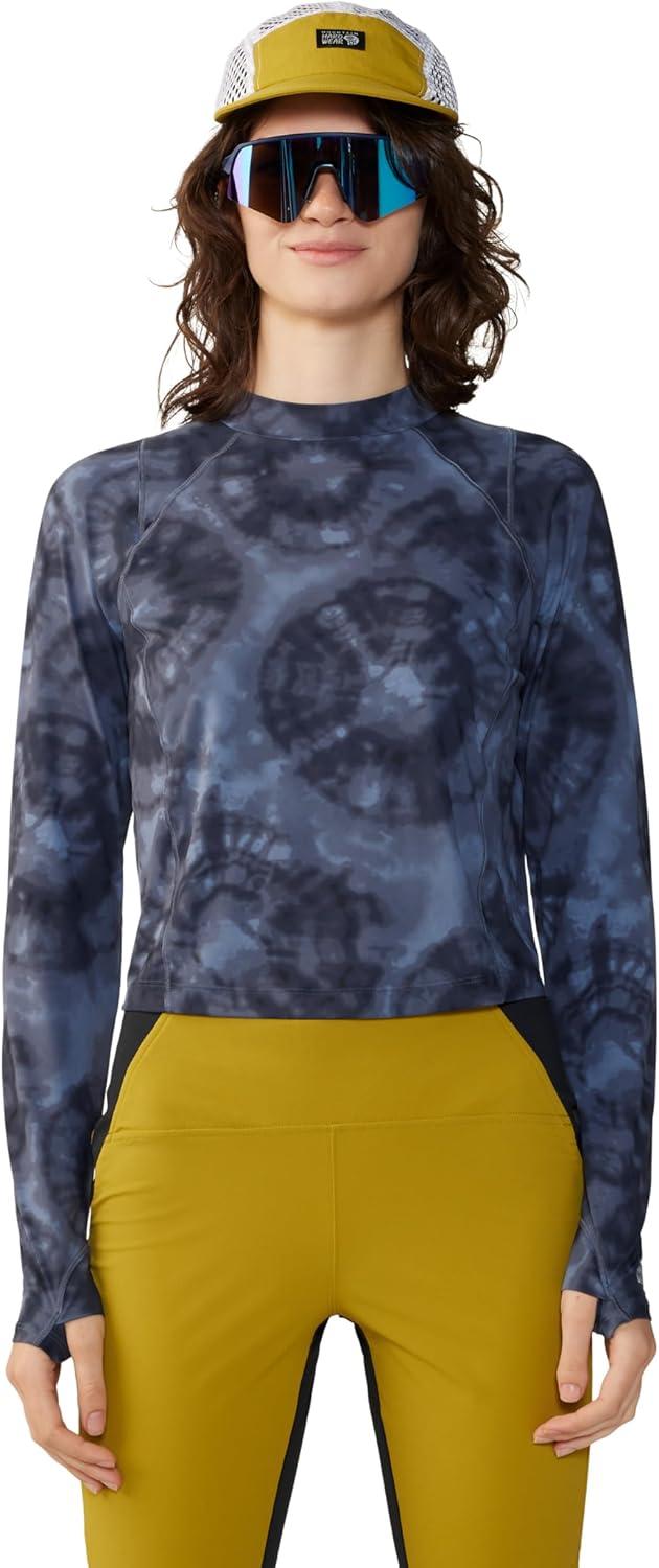 imageMountain Hardwear womens Crater Lake Long Sleeve CropBlue Slate Spore Dye Print