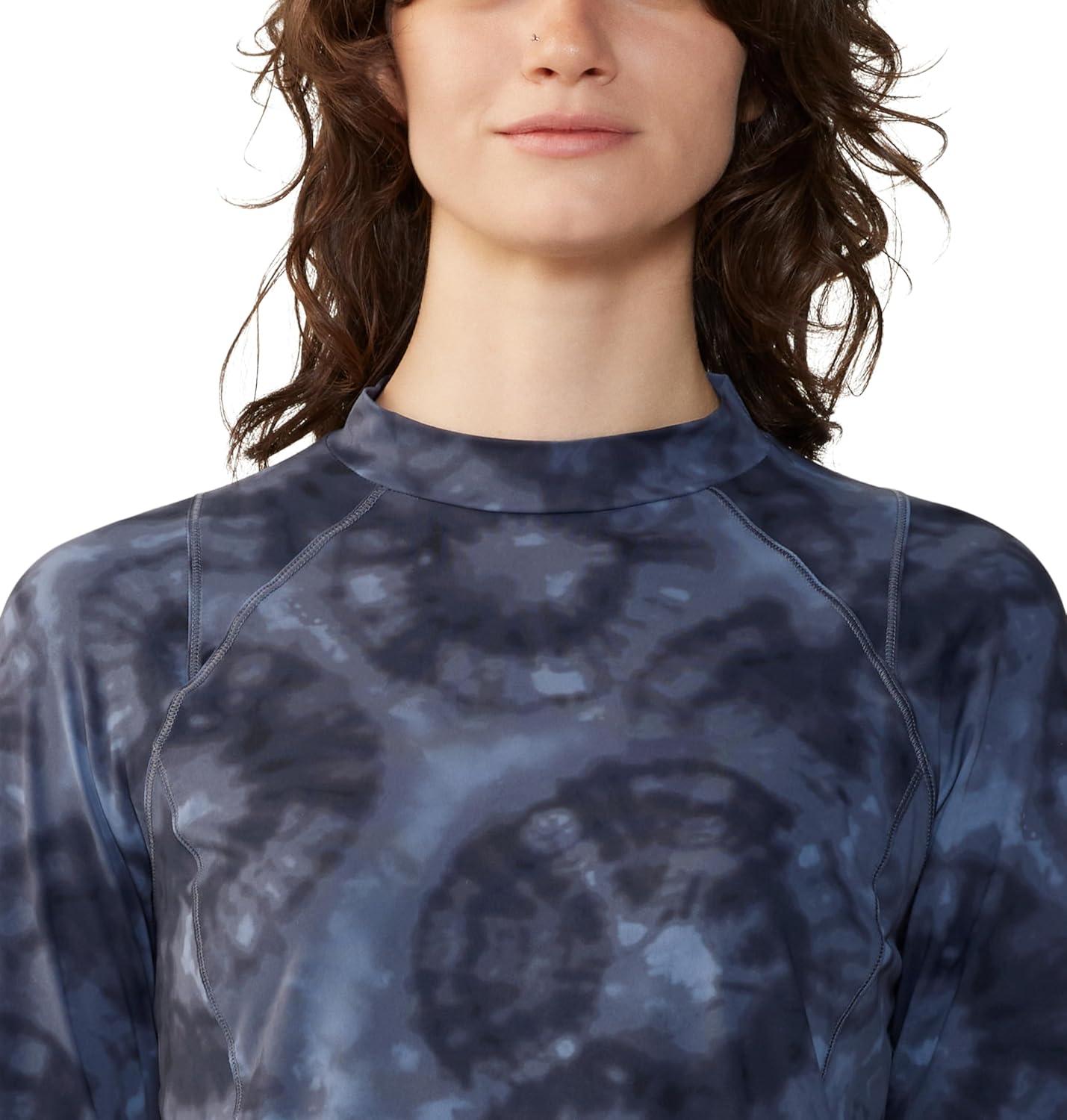 imageMountain Hardwear womens Crater Lake Long Sleeve CropBlue Slate Spore Dye Print