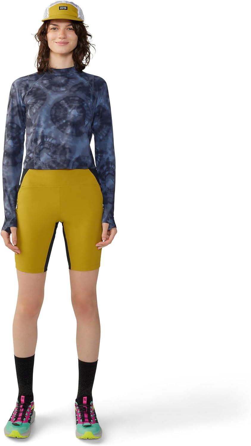 imageMountain Hardwear womens Crater Lake Long Sleeve CropBlue Slate Spore Dye Print