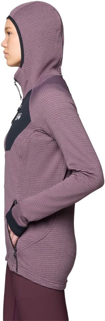 imageMountain Hardwear womens Polartec Power Grid Full Zip HoodyBlackberry Heather Black