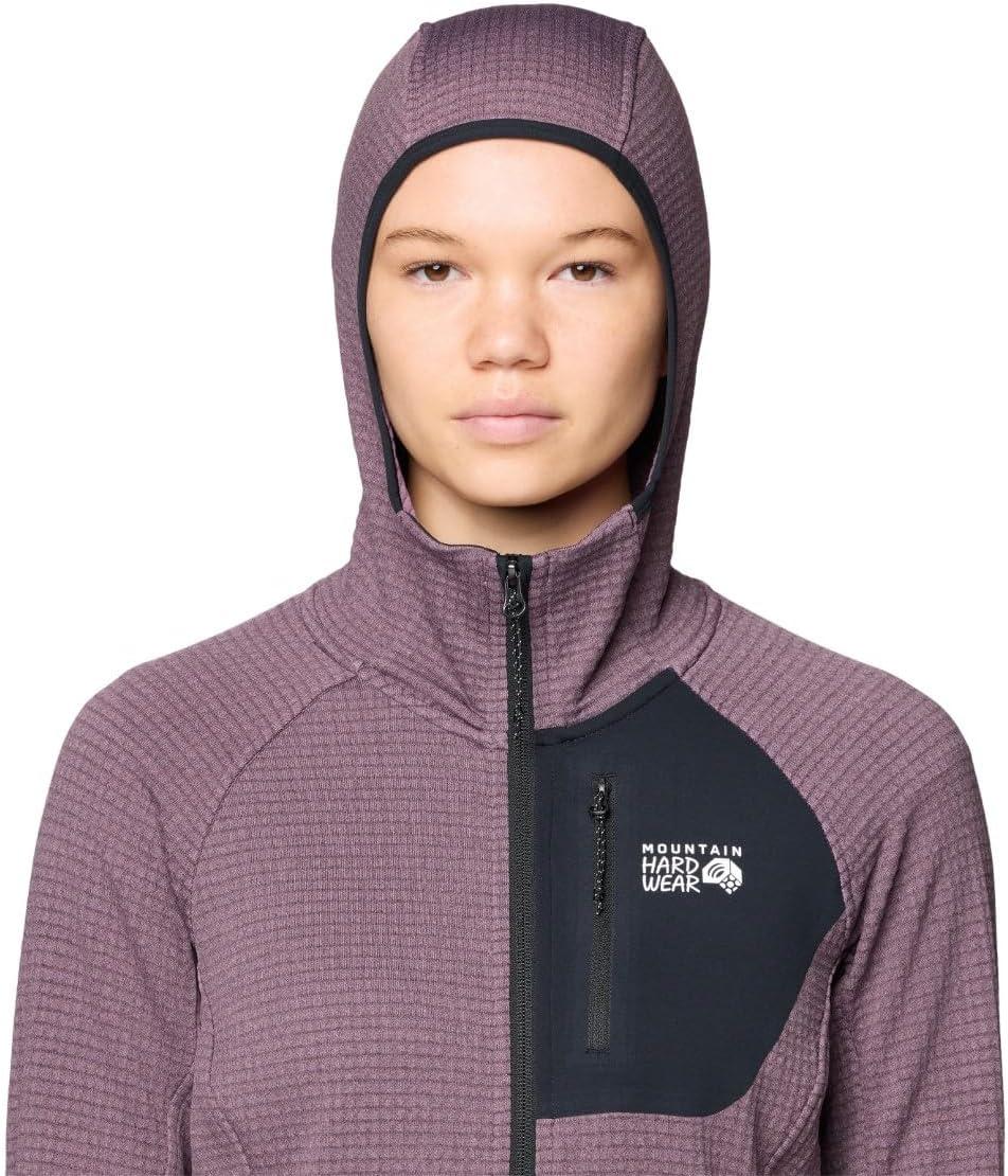 imageMountain Hardwear womens Polartec Power Grid Full Zip HoodyBlackberry Heather Black