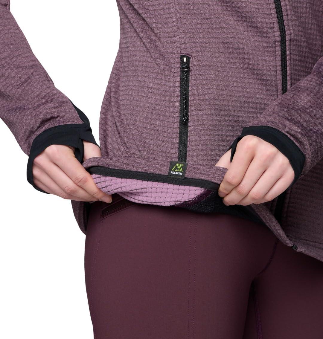 imageMountain Hardwear womens Polartec Power Grid Full Zip HoodyBlackberry Heather Black