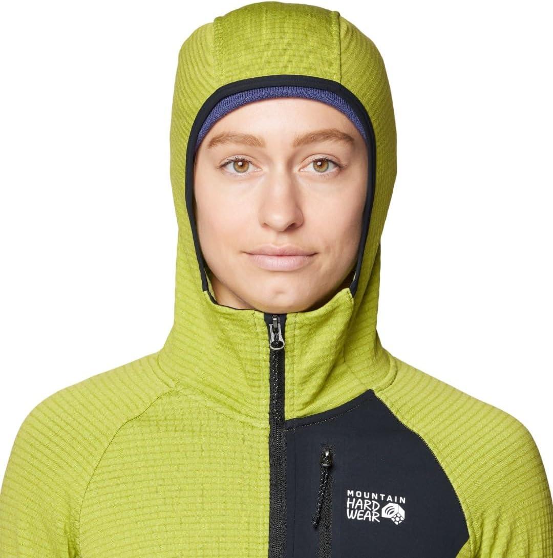 imageMountain Hardwear womens Polartec Power Grid Full Zip HoodyPython Green Heather Black