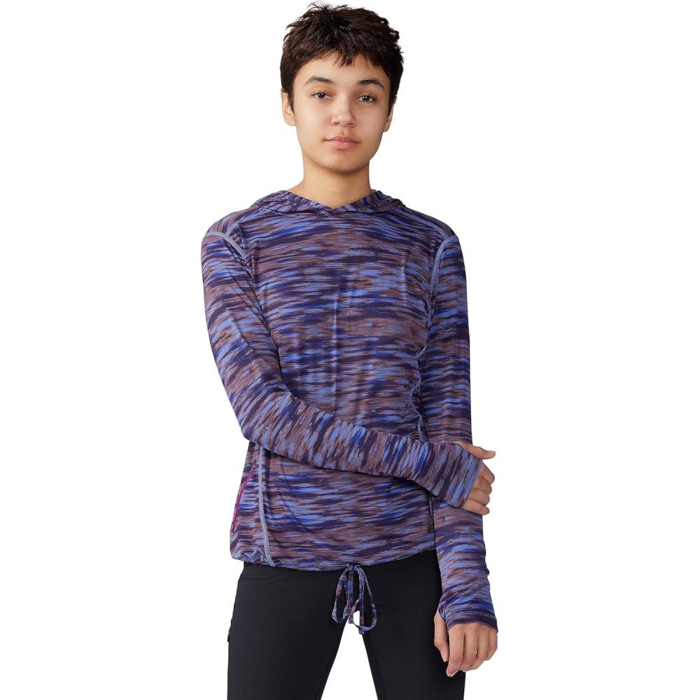 imageMountain Hardwear Womens Crater Lake Long Sleeve Hoody for Hiking Camping Backpacking and Casual WearBerry Vivid Frequency Print