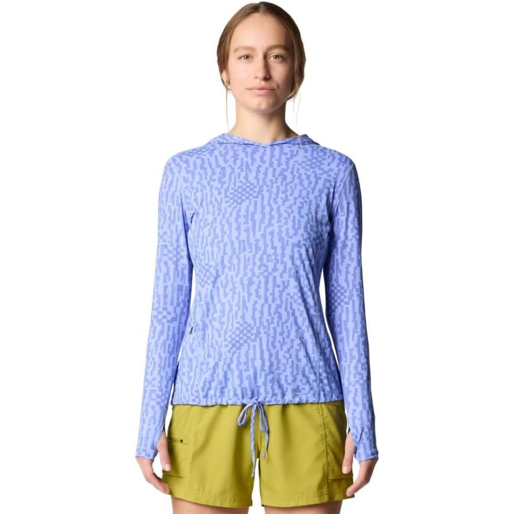 imageMountain Hardwear Womens Crater Lake Long Sleeve Hoody for Hiking Camping Backpacking and Casual WearLight Illusion Digidaze Print