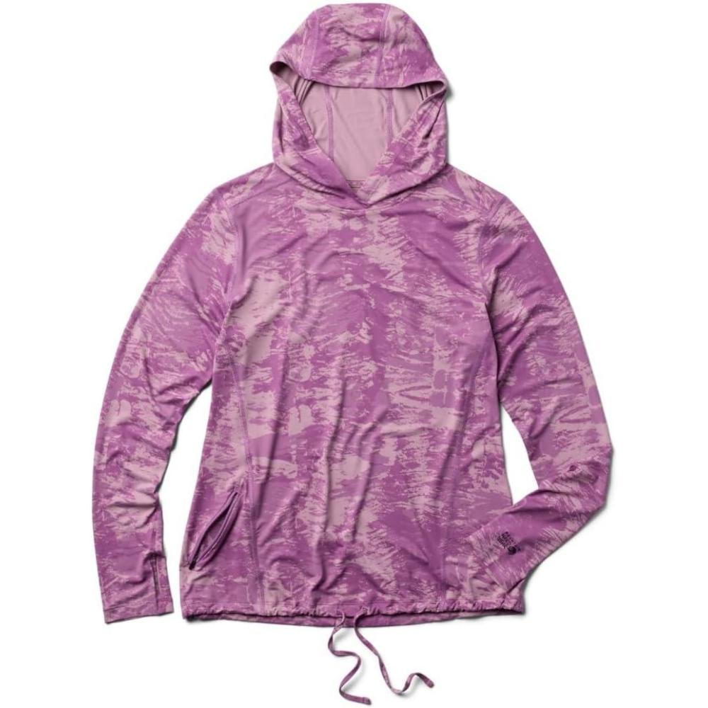 imageMountain Hardwear Womens Crater Lake Long Sleeve Hoody for Hiking Camping Backpacking and Casual WearLilac Glow Ink Dyed Print