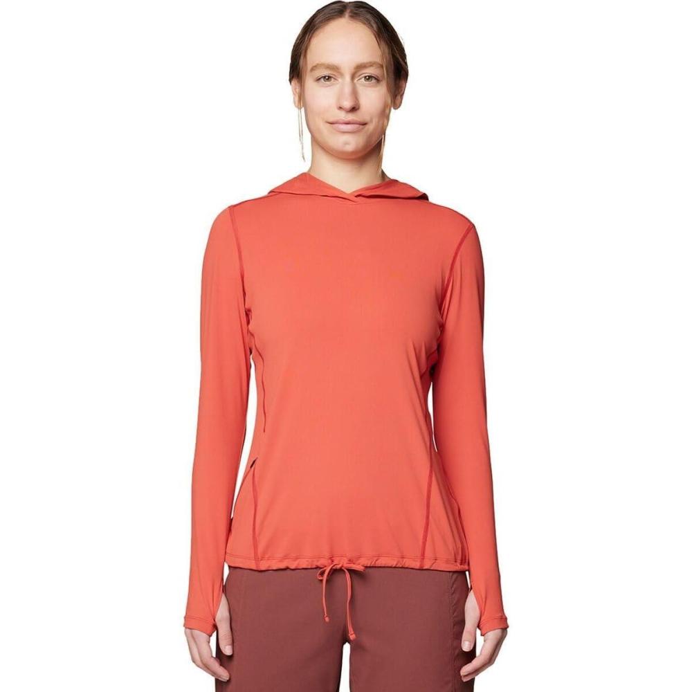 imageMountain Hardwear Womens Crater Lake Long Sleeve Hoody for Hiking Camping Backpacking and Casual WearMars Red