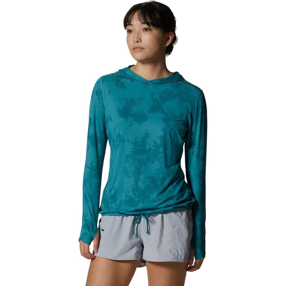 imageMountain Hardwear Womens Crater Lake Long Sleeve Hoody for Hiking Camping Backpacking and Casual WearPalisades Scatter Dye Print