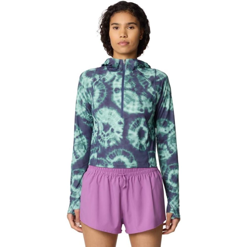 imageMountain Hardwear womens Crater Lake Crop ZipShirtLapis Dusk Spore Dye Print