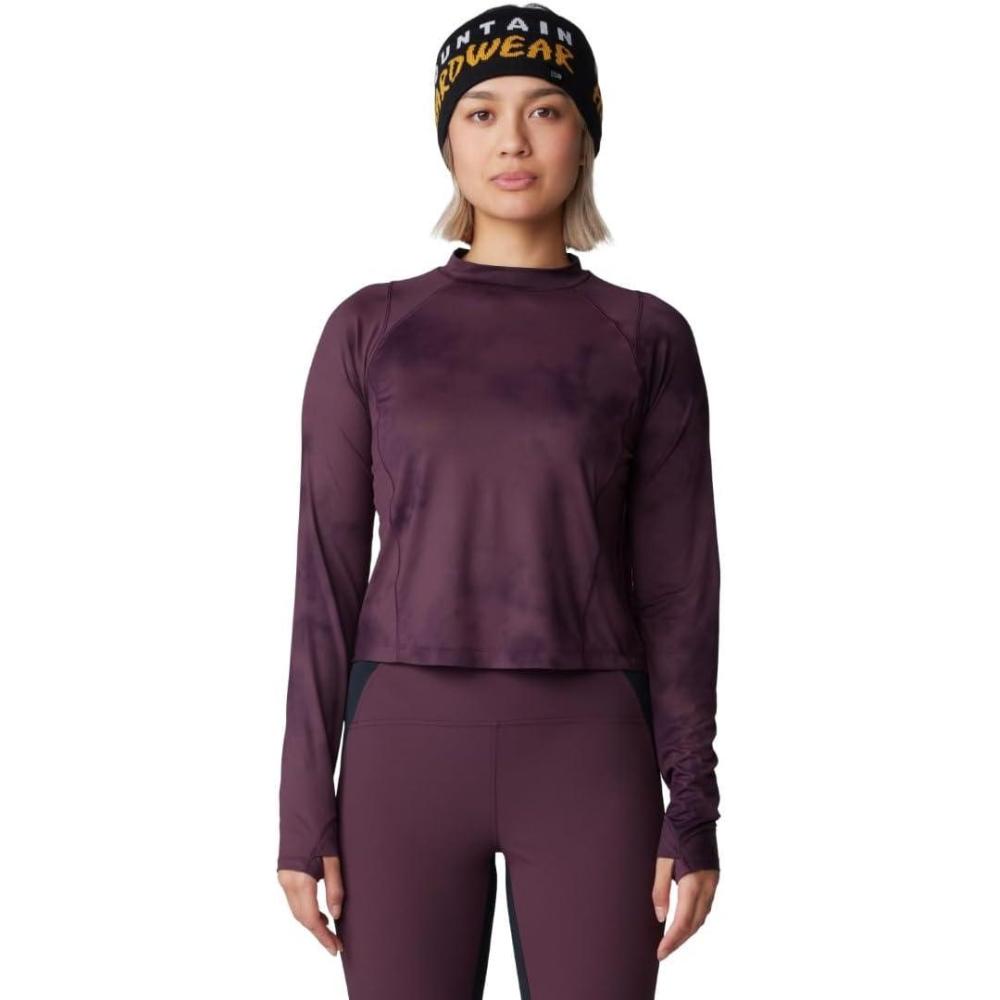 imageMountain Hardwear womens Crater Lake Long Sleeve CropBlackberry Clouds Print