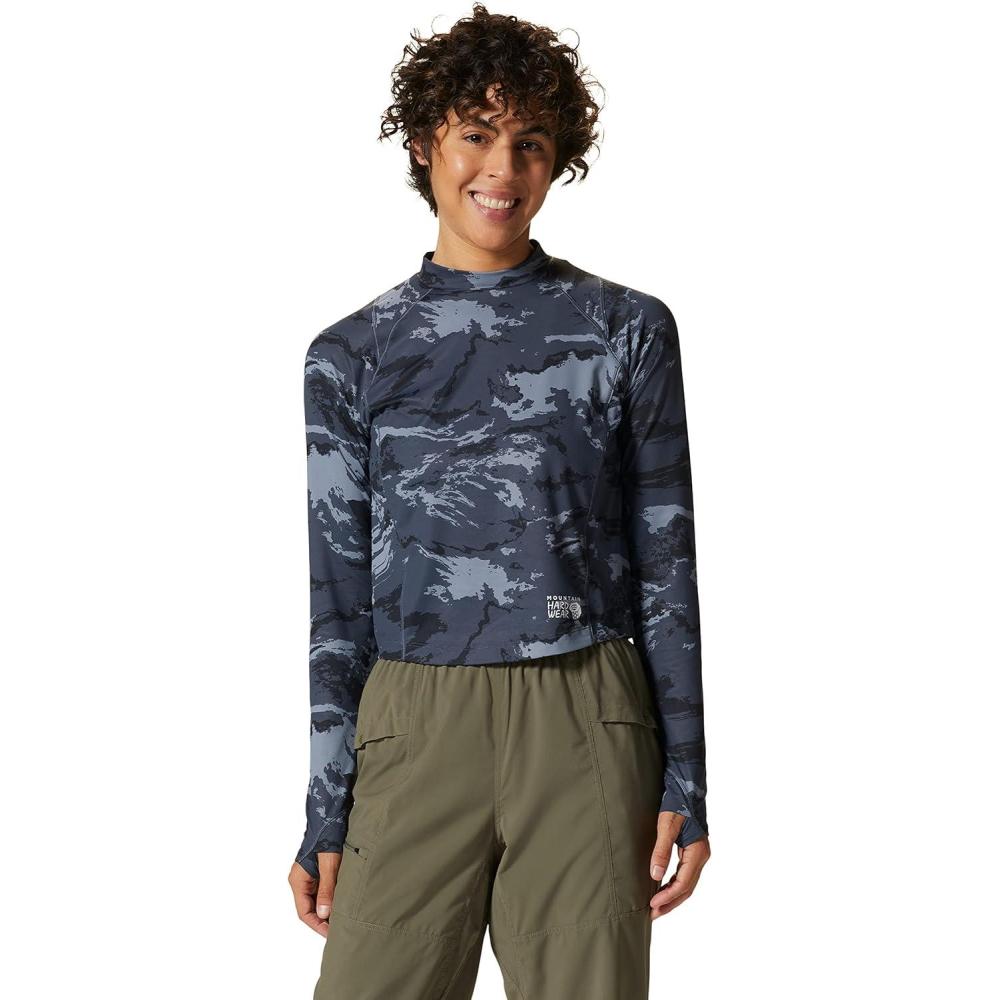 imageMountain Hardwear womens Crater Lake Long Sleeve CropBlue Slate Crag Camo