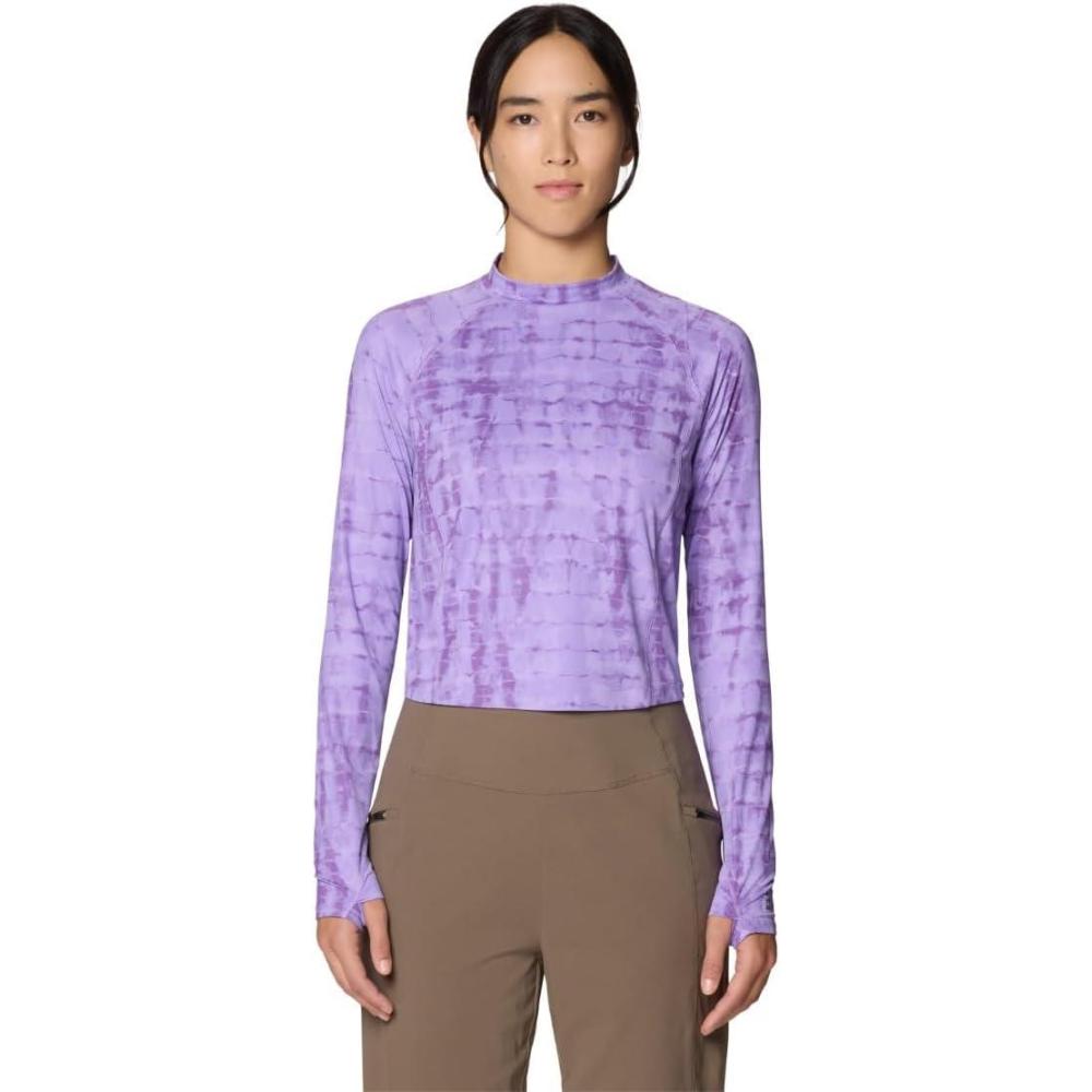 imageMountain Hardwear womens Crater Lake Long Sleeve CropHarbor Violet Prismatic Print