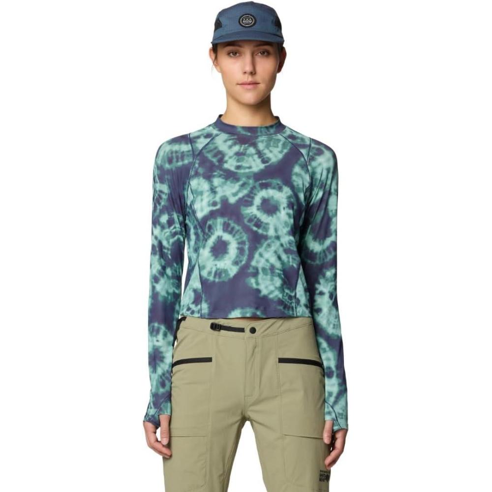 imageMountain Hardwear womens Crater Lake Long Sleeve CropLapis Dusk Spore Dye Print