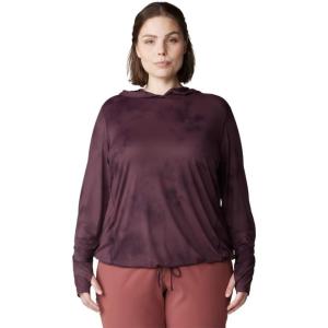 Mountain Hardwear Women’s Crater Lake Long Sleeve Hoody for Hiking, Camping, Backpacking, and Casual Wear(Blackberry Clouds Print)